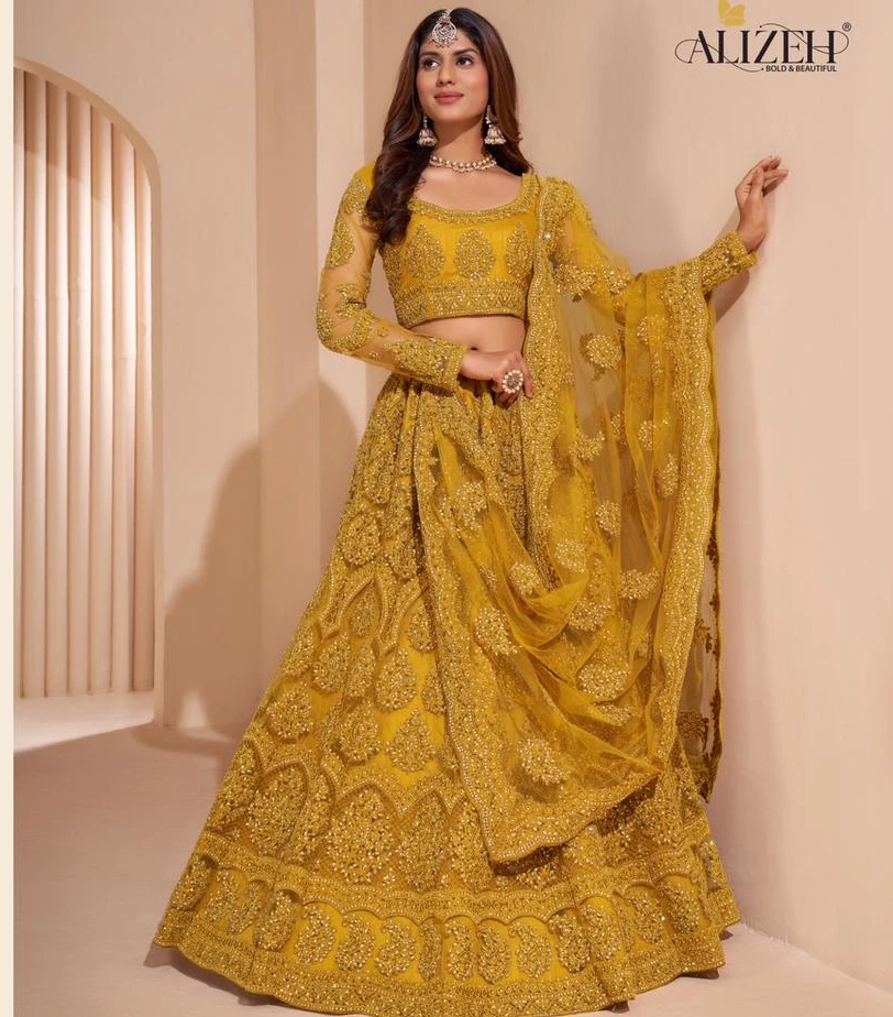 Alizeh Heritage Colour Saga 1002 Colours Butterfly Net Wholesale Lehenga Catalog